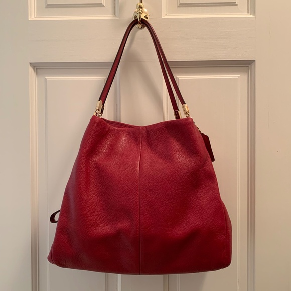 COACH Madison Phoebe Red Leather Shoulder Bag 26224 - Picture 2 of 8